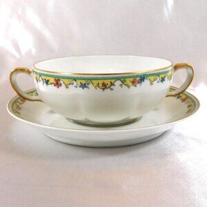 Haviland Flat Cream Soup Bowl and Saucer in H336 # 24895